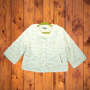 Blue Sand Cream Colored Faux Fur Coat Women's Size XL Made in‎ Italy